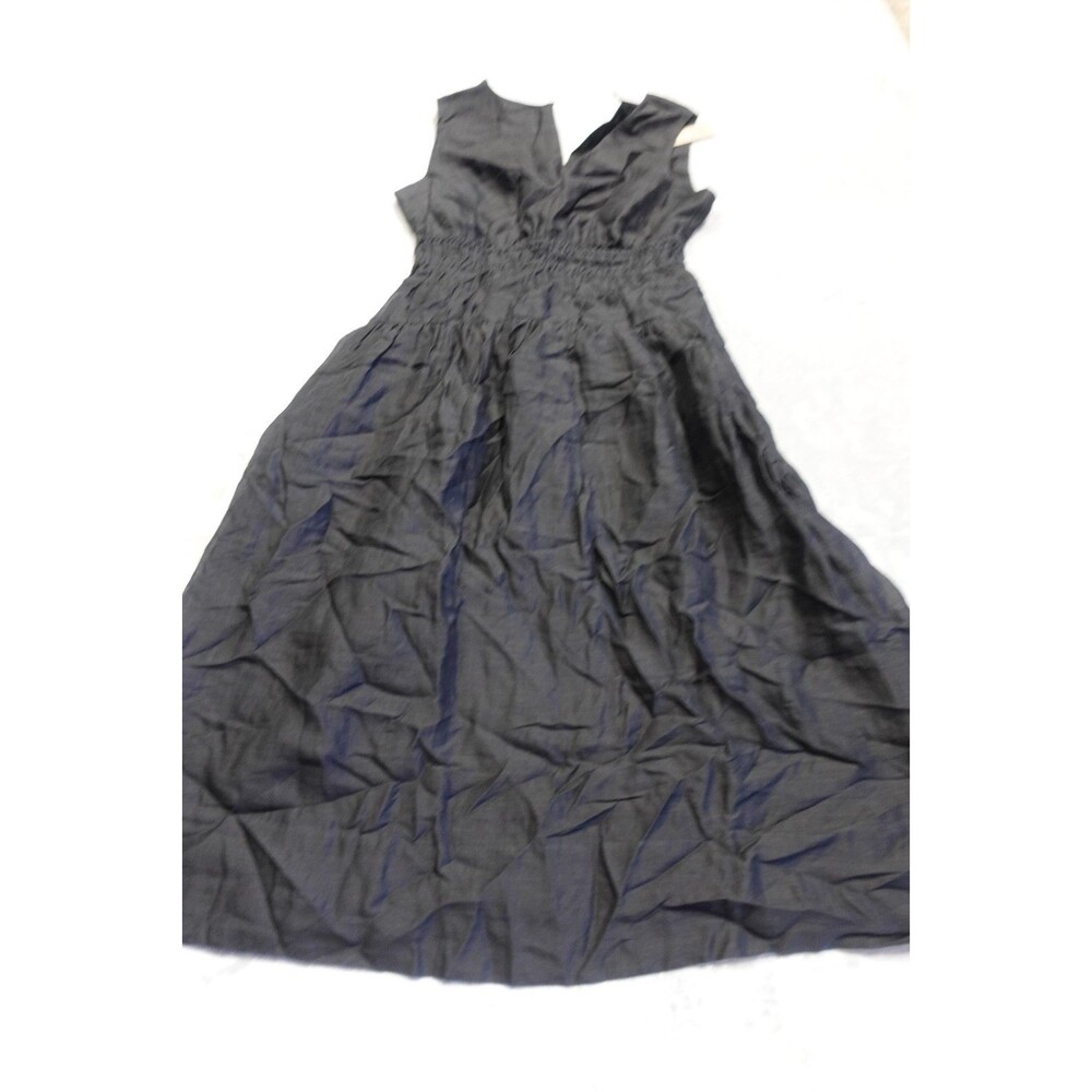 J Crew Hyacinth V-neck dress in ramie Size Small Petite S/P Black New NWT